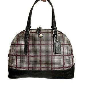 Coach Peyton Glen Plaid Cora Dome Satchel Crossbody F37056 Black